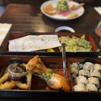 Red Salmon - Salmon collar, spicy tuna, tempura shrimp, side salad - Japanese Near Me - Lancaster, California