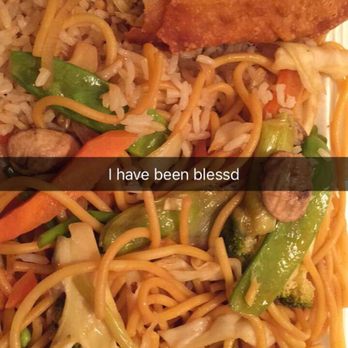 Happy China - a plate of noodles with meat and veggies - Chinese Near Me - Columbus, Georgia