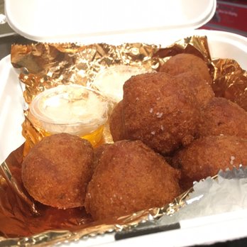 Jack's BBQ - SoDo - Hush puppies and dipping sauces, some sort of honey butter and tartar sauce. - Barbeque Near Me - Seattle, Washington