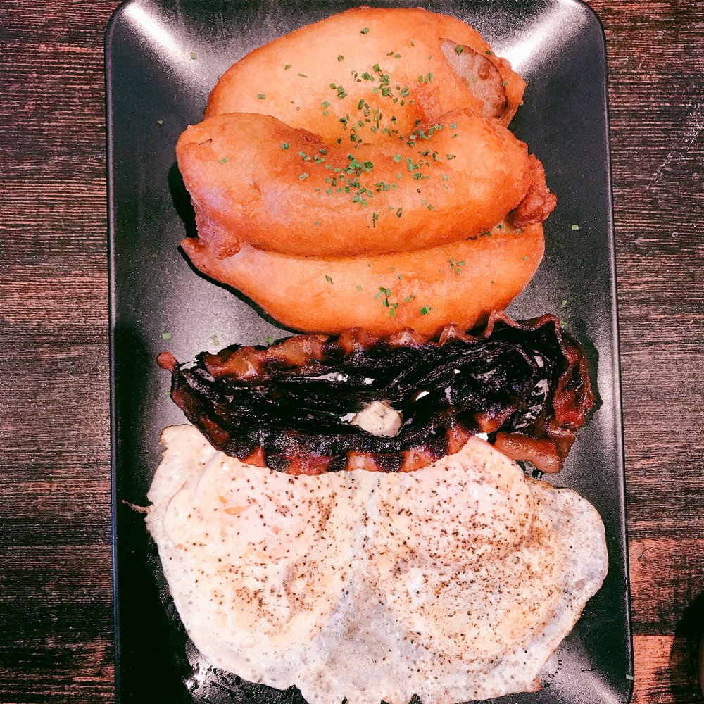 Blvd Bistro - "BuildYour Own" featuring eggs, bacon, and pancake battered sausage! - Breakfast & Brunch Near Me - North Vancouver, British Columbia