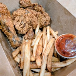 ZamZam Burgers & Fried Chicken - Three piece fried chicken with fries.
