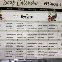 Busch's Fresh Food Market - February 2020 soup schedule