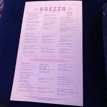 Brezza - Menu - Italian Near Me - Las Vegas, Nevada
