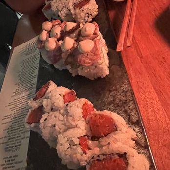 Kabooki Sushi - Top and bottom are the spicy tuna and the LV in the center. GET THE LV - Asian Fusion Near Me - Orlando, Florida Kabooki Sushi - Top and bottom are the spicy tuna and the LV in the center. GET THE LV - Asian Fusion Near Me - Orlando, Florida