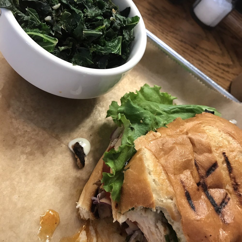 BakeChop - Buffalo "Grilled" Chicken Sandwich with Red Russian Kale... delicious. - Coffee & Tea Near Me - Deland, Florida BakeChop - Buffalo "Grilled" Chicken Sandwich with Red Russian Kale... delicious. - Coffee & Tea Near Me - Deland, Florida