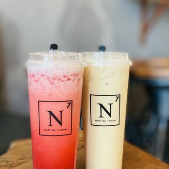 N7 Draft Tea + Coffee - COVID-19 Takeout: Strawberry Hussle - Nitro Jasmine Tea, fresh strawberry ($4.95) + House MT - Nitro Assam Tea, brown sugar crema ($5.25) - Coffee & Tea Near Me - San Jose, California N7 Draft Tea + Coffee - COVID-19 Takeout: Strawberry Hussle - Nitro Jasmine Tea, fresh strawberry ($4.95) + House MT - Nitro Assam Tea, brown sugar crema ($5.25) - Coffee & Tea Near Me - San Jose, California