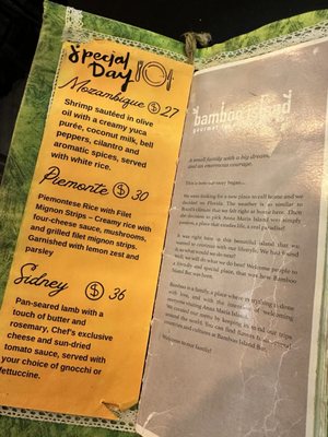 Menu photo 1 Bamboo Island Bar Bradenton Beach, FL