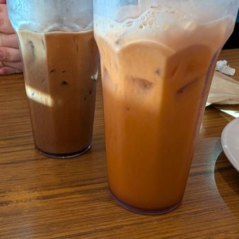 Champa Garden - Thai ice tea (front), Thai Coffee in back. - Thai Near Me - Redding, California