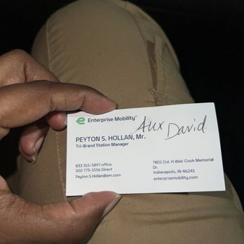 Alamo Rent A Car - Business card given to me from Alex. - Car Rental Near Me - Indianapolis, Indiana