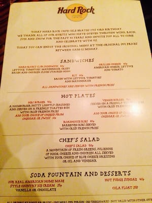 Menu photo 6 Hard Rock Cafe Glasgow, GLG