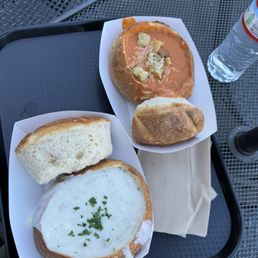Rustic Tomato Soup in a Sourdough Bread Bowl