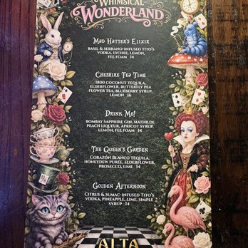 AltaToro - Wonderland drink menu - Latin American Near Me - Atlanta, Georgia AltaToro - Wonderland drink menu - Latin American Near Me - Atlanta, Georgia