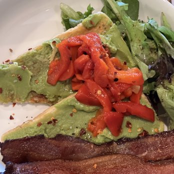 Mug Shot - Avacado toast with red peppers - Coffee & Tea Near Me - Morehead City, North Carolina Mug Shot - Avacado toast with red peppers - Coffee & Tea Near Me - Morehead City, North Carolina