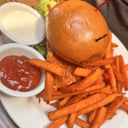 Burger and Sweet Potato Fries Burger and Sweet Potato Fries
