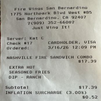 Fire Wings - Receipt - Chicken Wings Near Me - San Bernardino, California Fire Wings - Receipt - Chicken Wings Near Me - San Bernardino, California