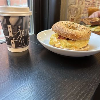 Archetype Coffee - Latte and American breakfast sandwich - Coffee Roasteries Near Me - Omaha, Nebraska