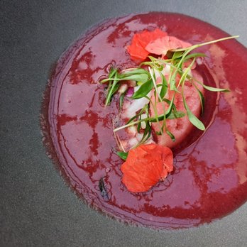 The Vault Wine Bar - Strawberry gazpacho wit strawberry sorbet - Wine Bars Near Me - Blaine, Washington The Vault Wine Bar - Strawberry gazpacho wit strawberry sorbet - Wine Bars Near Me - Blaine, Washington
