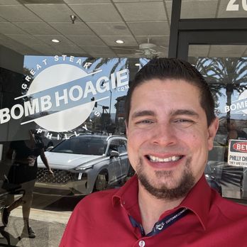 Great Steak Bomb Hoagie - Me with the sign - Cheesesteaks Near Me - Simi Valley, California Great Steak Bomb Hoagie - Me with the sign - Cheesesteaks Near Me - Simi Valley, California