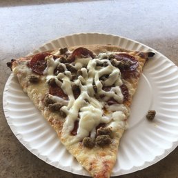 $2.75 for me slice of "extra" cheese, tasteless pepperoni, and frozen tasteless sausage crumbles. $2.75 for me slice of "extra" cheese, tasteless pepperoni, and frozen tasteless sausage crumbles.