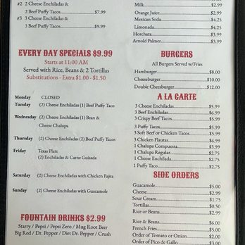 Emmy’s Tex Mex Restaurant - MENU 1/2025 - Mexican Near Me - Seguin, Texas