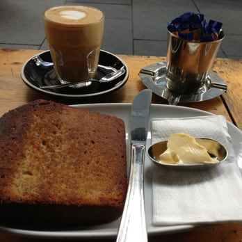 Detour Espresso Bar - Banana bread ($4.50) and latte ($3.50) - Coffee & Tea Near Me - Darlinghurst, NSW