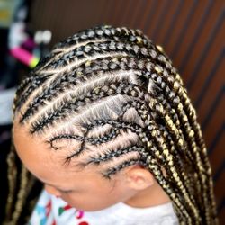 JJ Body Beauty - Kid cornrows front and box braids in the back