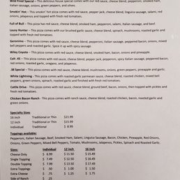 the menu of the restaurant