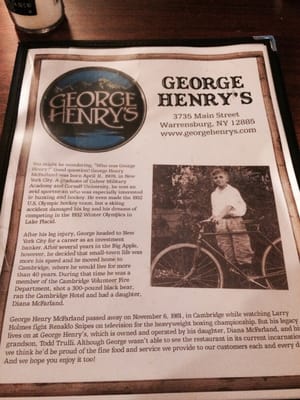 Menu photo 2 George Henry's Warrensburg, NY Menu photo 2 George Henry's Warrensburg, NY