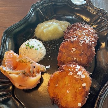 The Bungalow Kitchen - Sweet Potato Pancakes - New American Near Me - Tiburon, California The Bungalow Kitchen - Sweet Potato Pancakes - New American Near Me - Tiburon, California
