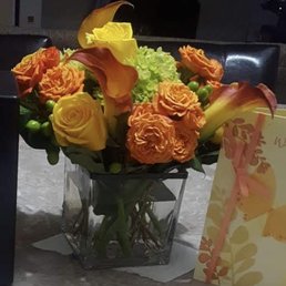 Mango Fest - Almost identical to the arrangement pictured online. The flowers were fresh. The colors vivid. Mango Fest - Almost identical to the arrangement pictured online. The flowers were fresh. The colors vivid.
