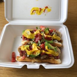 Hot Dog with Bacon and all the toppings