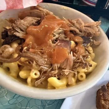 Dixie Grill - A mix of Mac and cheese and brisket with bbq and gravy we mixed it up and shared everything - Southern Near Me - Aiea, Hawaii