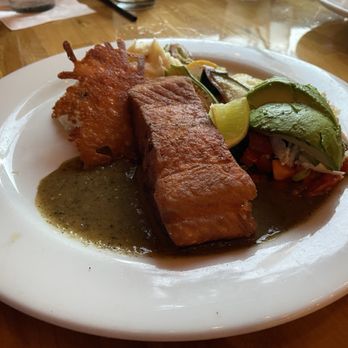 Blue Corn Harvest Bar & Grill - Blue Corn Crust Crispy Salmon - Southern Near Me - Georgetown, Texas