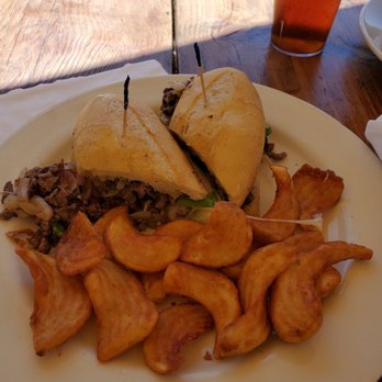 Courtyard Mimosas - Philly cheesteak sandwhich with fries - American Near Me - Los Banos, California Courtyard Mimosas - Philly cheesteak sandwhich with fries - American Near Me - Los Banos, California