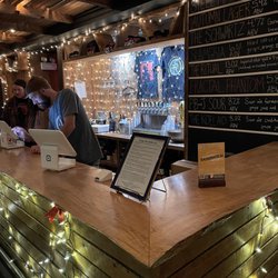 Bar at Strange Roots where you order.
