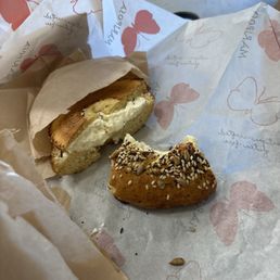 Everything bagel with cream cheese Everything bagel with cream cheese