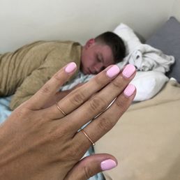 My nails the day I got them done and my sleeping bf in the background My nails the day I got them done and my sleeping bf in the background