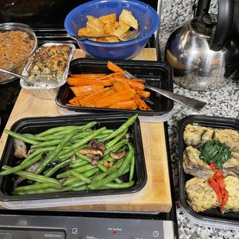 Feast Your Eyes - Oyster stuffing, cardamom-maple yams and sweet potatoes, carrots, green beans, artichoke eggplant terrine. - Caterers Near Me - Philadelphia, Pennsylvania Feast Your Eyes - Oyster stuffing, cardamom-maple yams and sweet potatoes, carrots, green beans, artichoke eggplant terrine. - Caterers Near Me - Philadelphia, Pennsylvania