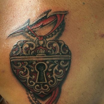 Staytrue Tattoo Parlor - Finished lock tattoo with custom blood red shading by Bernard D. - Tattoo Near Me - Las Vegas, Nevada Staytrue Tattoo Parlor - Finished lock tattoo with custom blood red shading by Bernard D. - Tattoo Near Me - Las Vegas, Nevada