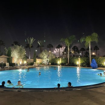 Sun Coast Park - The view of the Disney fireworks from the pool. - Hotels Near Me - Anaheim, California Sun Coast Park - The view of the Disney fireworks from the pool. - Hotels Near Me - Anaheim, California