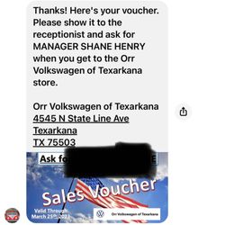 Orr Volkswagen - Announcement