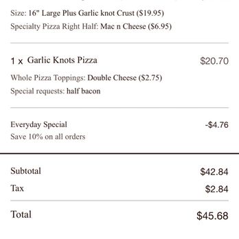 Pasquale's Pizzeria III - receipt - Pizza Near Me - Middletown, New Jersey