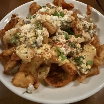 Chomp Kitchen and Drinks - Mexican Street Corn Fries  Cajun fries, ranchero aioli, street corn pico, cheese, tajin - Burgers Near Me - Newport, Rhode Island
