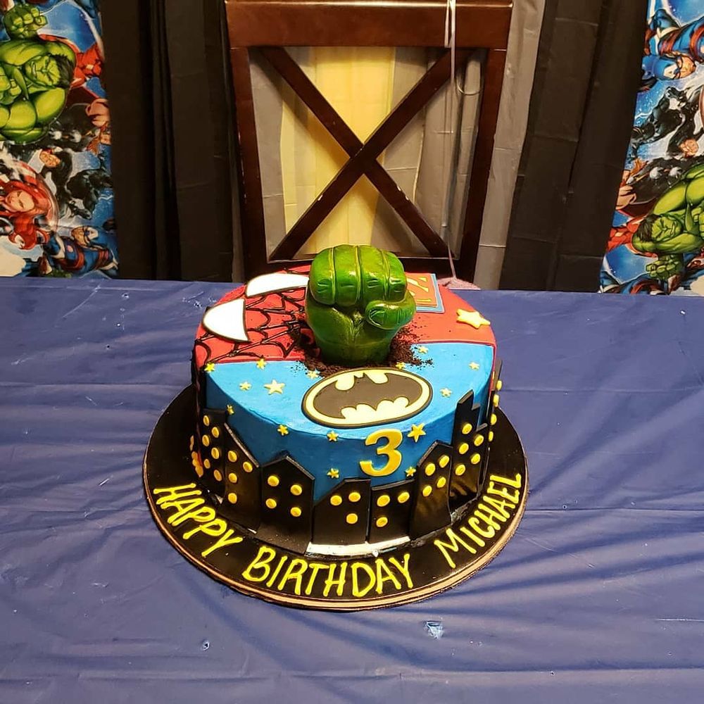 Mr. Cake - Mr.cakes amazing cake Batman , Supeman ,Spiderman and Hulk Superheros birthday cake - Bakeries Near Me - Chicago, Illinois Mr. Cake - Mr.cakes amazing cake Batman , Supeman ,Spiderman and Hulk Superheros birthday cake - Bakeries Near Me - Chicago, Illinois