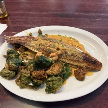 Patio 44 - Biloxi - Huge portion of red fish over slightly spicy Creole sauce with roasted broccoli! Yum! - Steakhouses Near Me - Biloxi, Mississippi Patio 44 - Biloxi - Huge portion of red fish over slightly spicy Creole sauce with roasted broccoli! Yum! - Steakhouses Near Me - Biloxi, Mississippi