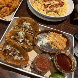 Beef birria tacos, nola Mac and buffalo wings