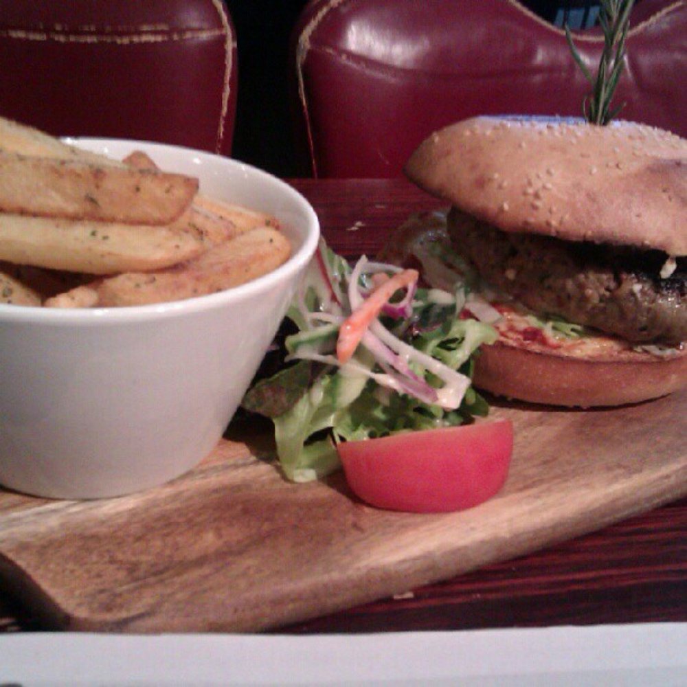 Palace Hotel - Amazing lamb burger. Stupid wooden serving thing. - Bars Near Me - Camberwell, VIC