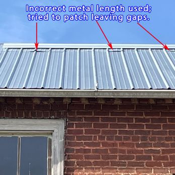 King's Child Construction - Can't measure so tried to patch metal panels that are too short. - General Contractors Near Me