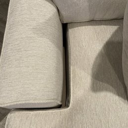 Cushion clearly cut too short for the couch Cushion clearly cut too short for the couch