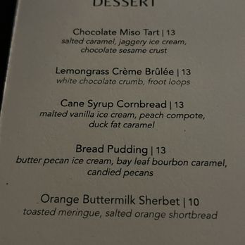 Marsh House - Dessert menu. - Southern Near Me - Nashville, Tennessee Marsh House - Dessert menu. - Southern Near Me - Nashville, Tennessee